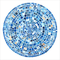 Ancient greece style mosaic mandala. Interweaving mosaic decorative element. Decorative antique stone ornament.