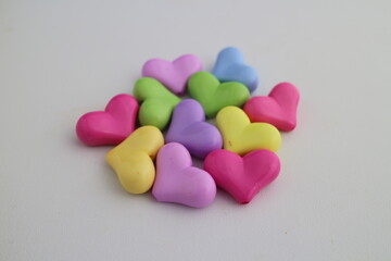 Heart shape candy charms beads, isolated over white background
