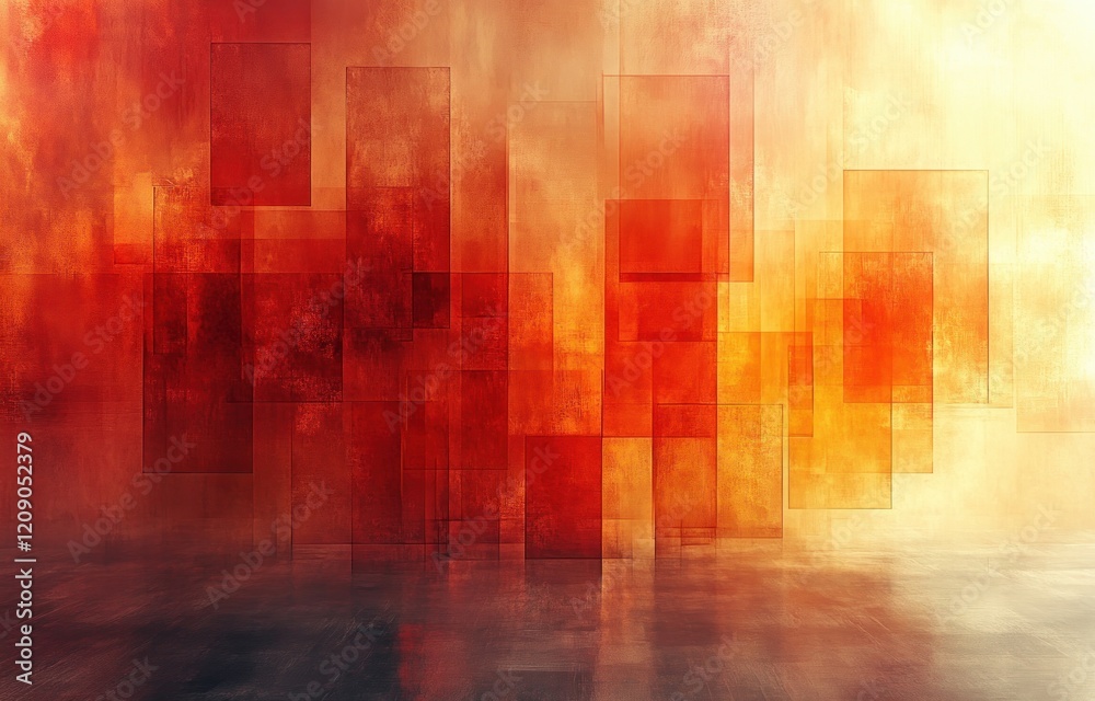 Poster Abstract Orange Texture Modern Minimalism Background with Layered Squares Geometric Design for Autumn Halloween Thanksgiving