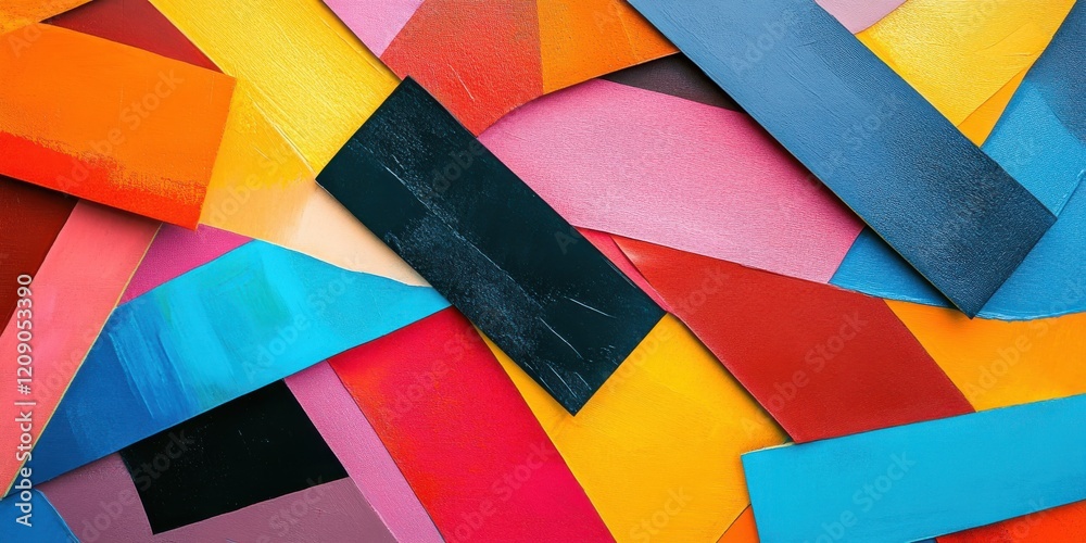 Aufkleber a black rectangular tape, blending vivid colors and sharp contrasts for an artistic effect
