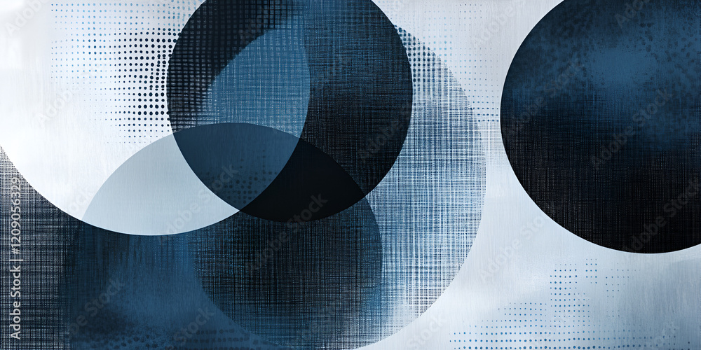 Poster abstract circles in blue: a captivating abstract artwork featuring overlapping circles in shades of 