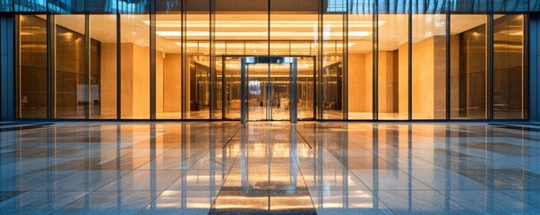 Obraz premium Modern Building Entrance at Night
