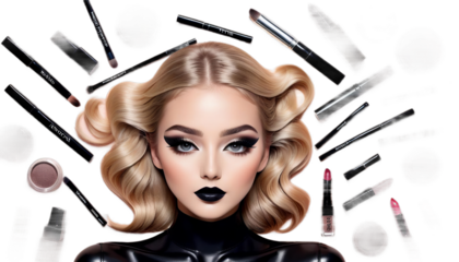 beauty model fashion lushes long make girl black lipstick eyelash make-up up lash white woman gothic glamour lip art eye pale dark look high face skin