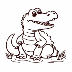 Fototapeta premium Coloring Page Outline of Cute crocodille