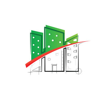 Construction logo design with 3d and 2d architectural in Art & Illustration