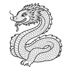 Intricate Line Art Chinese Dragon Design