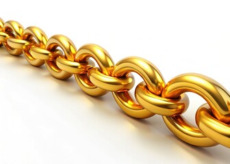 Fototapeta premium 3D Rendered Gold Chain Isolated on White Background with Copy Space - Luxury Jewelry Design Element