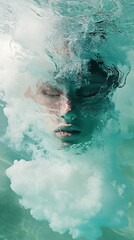 Fototapeta premium Submerged Serenity: An Underwater Portrait