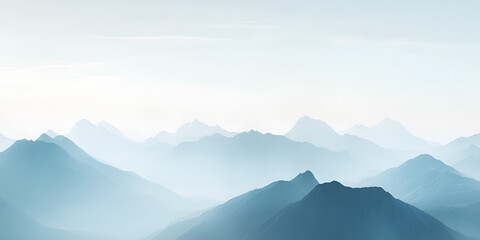 Misty Mountain Range: Serene landscape photography showcasing a breathtaking view of a majestic mountain range shrouded in a mystical mist, evoking a sense of tranquility and wonder.