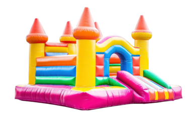 Colourful bouncy castle for kid on transparent or white background