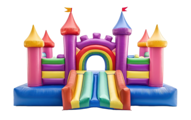 Colourful bouncy castle for kid on transparent or white background