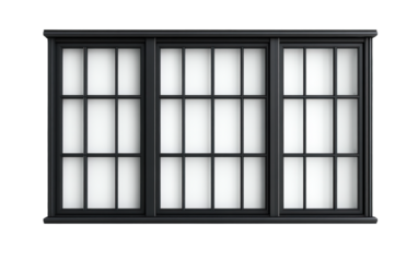 Black horizontal window on transparent or white background