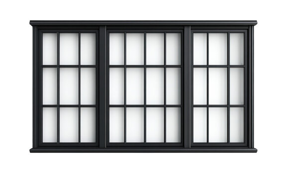 Black horizontal window on transparent or white background