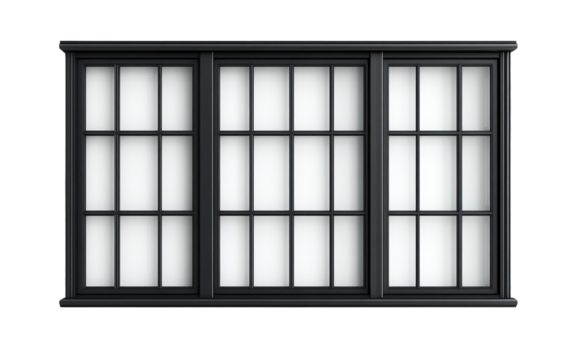 Black horizontal window on transparent or white background