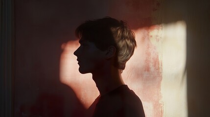 Young Man Silhouette: A Dramatic Portrait in Light and Shadow