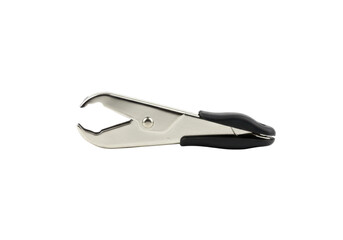 Obraz premium Metal staple remover with black accents isolated on white background