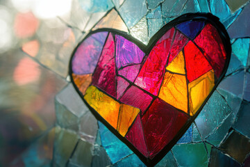 Fototapeta premium Abstract heart icon created with geometric patterns