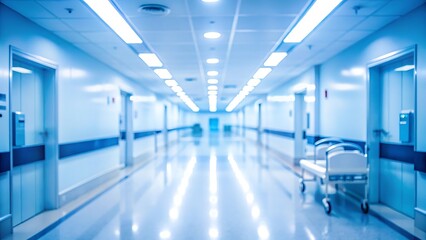 Obraz premium A modern hospital corridor with clean and bright lighting