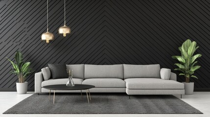 Obraz premium A detailed view showcasing a couch and a table, highlighting the interior design elements within a cozy room setting.