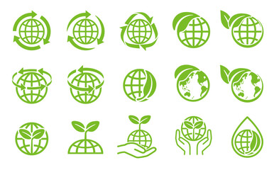 地球　エコロジー　アイコンセット 　イラスト