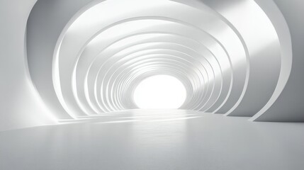 Naklejka premium Minimalist Modern Interior Space with Curved White Walls and Soft Lighting for Graphic Design and Wallpaper