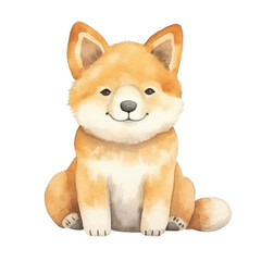 watercolors Cute shiba inu dog isolated illustration