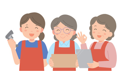 Fototapeta premium 物流センターで働く笑顔の女性達