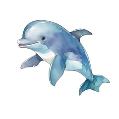 watercolors A playful dolphin jumping isolated illustration