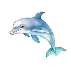 watercolors A playful dolphin jumping isolated illustration