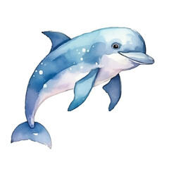 Obraz premium watercolors A playful dolphin jumping isolated illustration