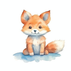 Fototapeta premium watercolors A playful fox isolated illustration