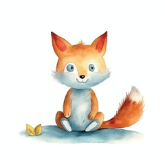 Obraz premium watercolors A playful fox isolated illustration