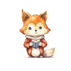 Fototapeta premium watercolors A playful fox isolated illustration