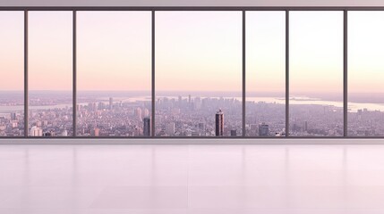 Fototapeta premium A panoramic view of a vibrant cityscape seen from a window, showcasing buildings, streets, and urban life in a dynamic setting.