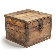 Old wooden box on white background
