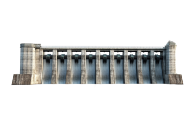 Hydroelectric Dams on transparent or white background	