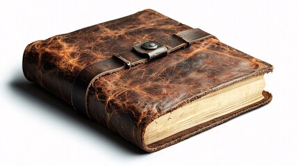 Obraz premium A rustic leather-bound book with a clasp, exuding vintage charm and timeless elegance.