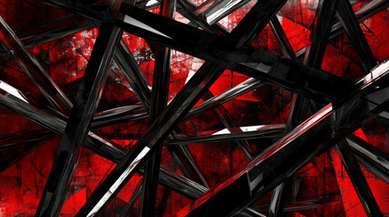 Fototapeta premium Dynamic abstract design with red and black chaos