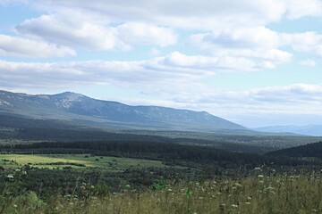 Landscape, view of the slopes of the South Ural Mountains