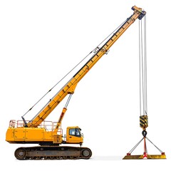 Mobile crane on white background