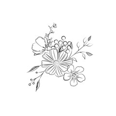 線画の可愛らしい花束