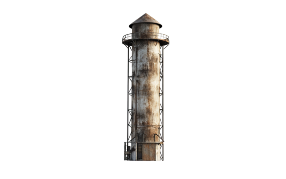 Industrial chimney on transparent or white background