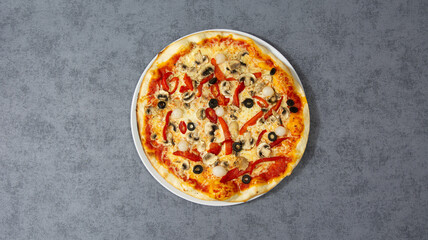 Italian food, pizza with olives