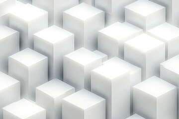Obraz premium Geometric Minimalist 3D White Cube Composition Stark Lighting High Contrast