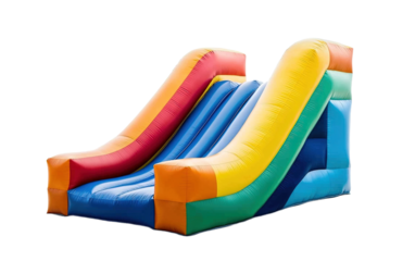 Inflatable slide for kids on transparent or white background