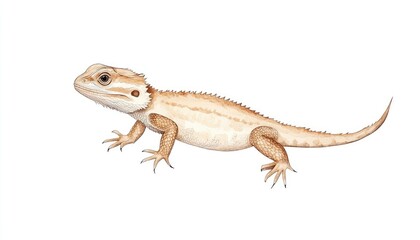 Naklejka premium Detailed illustration of a bearded dragon lizard showcasing its unique coloration and features against a clean background