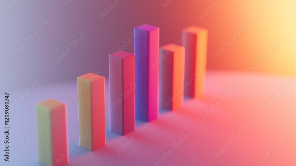 Leinwandbilder a minimalist bar chart with smooth, matte-finished bars arranged in descending order, with soft shad