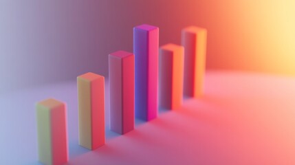 A minimalist bar chart with smooth, matte-finished bars arranged in descending order, with soft shadows and a clean, white background for a professional look