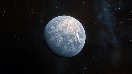 Earth-like planet space nebula background; exoplanet exploration