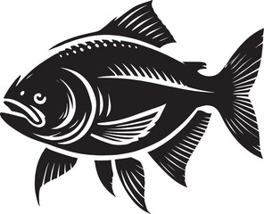 Piranha fish vector illustration silhouette isolated on white background